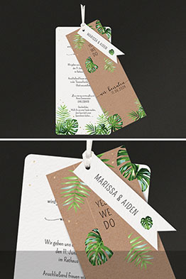 Geöffnete und bedruckte Fächerkarte.