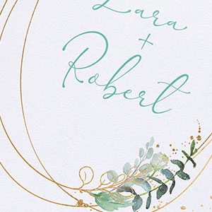 Vergrößerte Abbildung Detail der Karte mit Eukalyptus und Goldeffekten