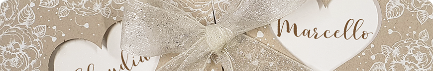 Romantische Hochzeitseinladungen mit zwei Herzen - Schmuckbild oben