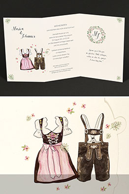 Aufgeklappte Karte mit den eingedruckten Texten.