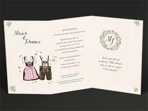 Vergrößerte Abbildung Aufgeklappte Karte mit den eingedruckten Texten.