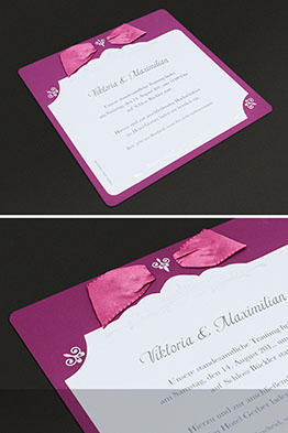 Draufsicht der bedruckten Einladungskarte