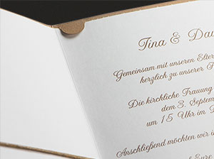 Vergrößerte Darstellung 2 der Hochzeitseinladungen – Vintage – Packpapier Hochzeitseinladungen – Vintage – Packpapier - Darstellung der aufgeklappten Karte