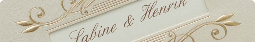 Hochzeitseinladungen – Creme und Gold - Schmuckbild oben